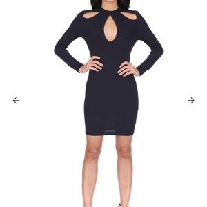 AX Paris Navy Long Sleeve Cut-Out Dress